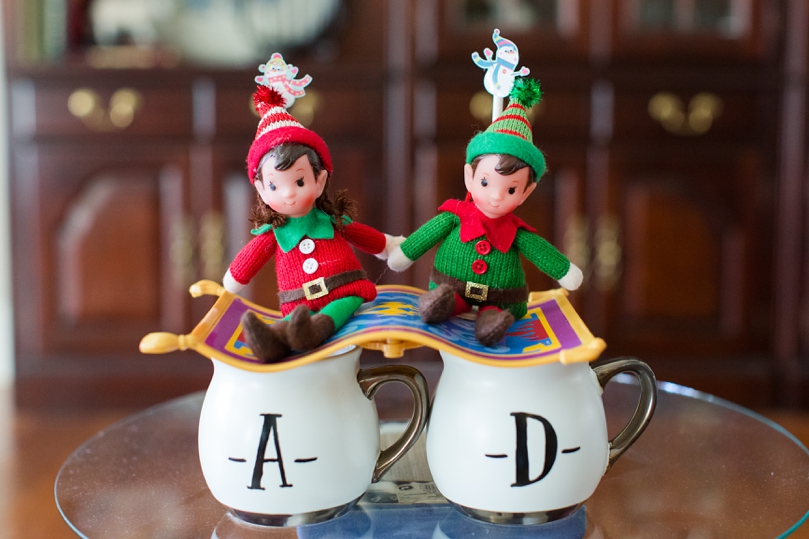  My mom made THE nicest post about our proposal referencing Jasmine and Aladdin so, this was set up of our December Elves was too cute! 
